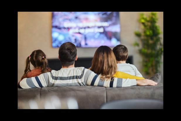 Family watching TV