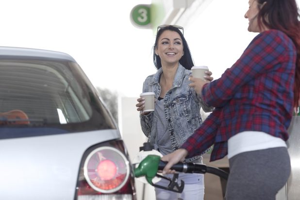 Filling a car at a petrol station